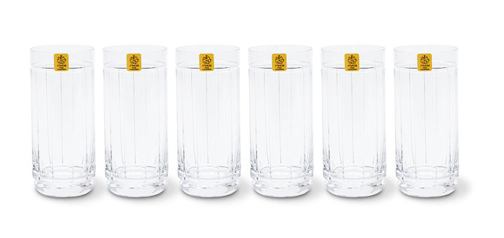 Seis copos long drink em cristal lapidado, R$ 589,00