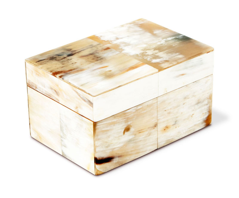 Caixa de madeira retangular forrada em chifre Cecilia Dale 